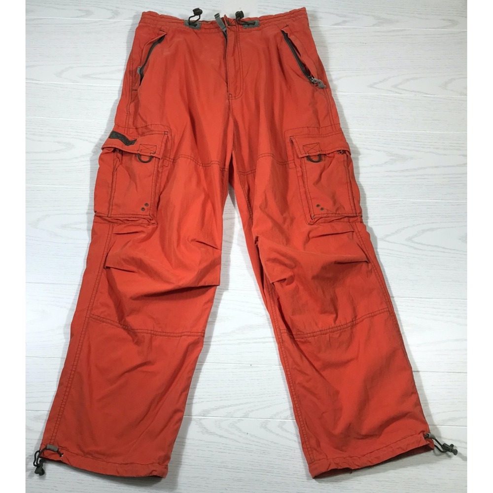 Vintage Abercrombie and Fitch Paratrooper Pants L Orange Baggy Skater Cargo Y2K